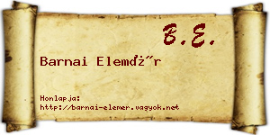 Barnai Elemér névjegykártya